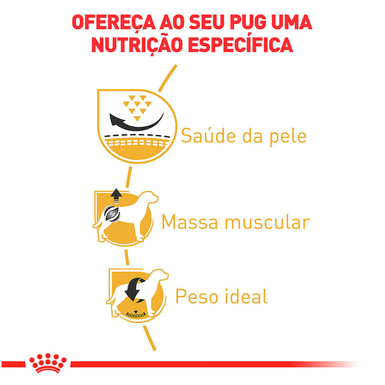 Ração Royal Canin para Cães Adultos Raças Pug - 2,5 Kg