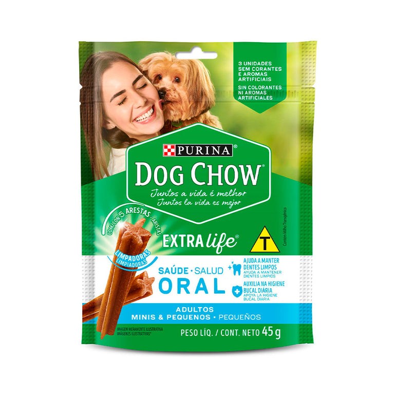 Petisco Purina Dog Chow Extra Life Saúde Oral para Cães de Porte Mini e Pequeno 45G