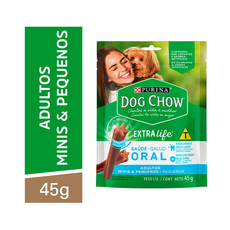 Petisco Purina Dog Chow Extra Life Saúde Oral para Cães de Porte Mini e Pequeno 45G