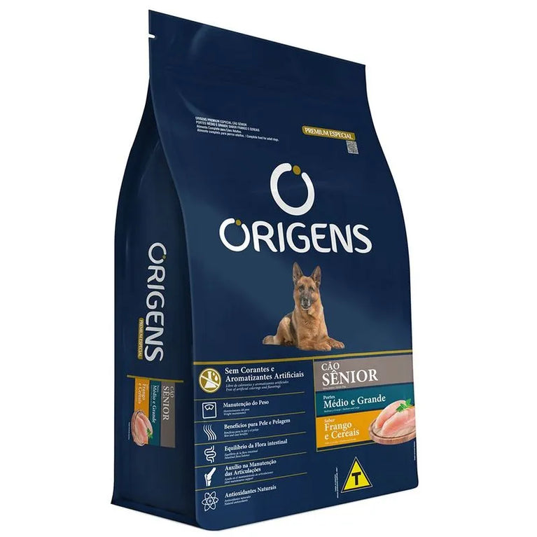 Ração Seca Light Origens Para Cães Sênior de Porte Grande Sabor Frango - 3Kg