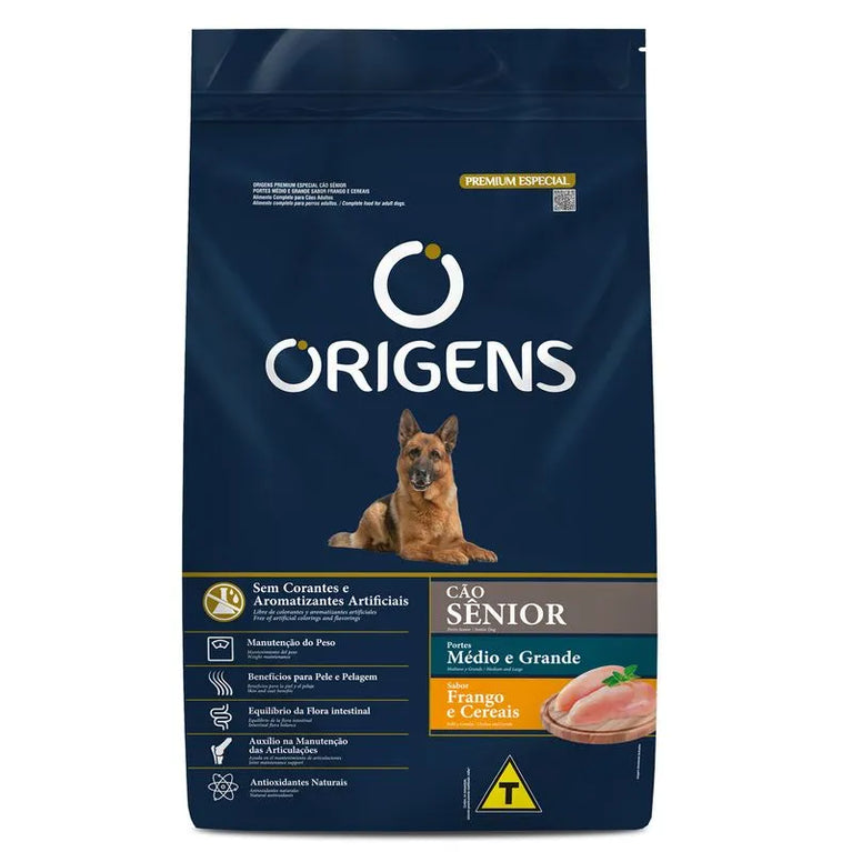 Ração Seca Light Origens Para Cães Sênior de Porte Grande Sabor Frango - 3Kg