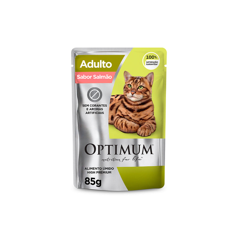 Ração Úmida Optimum Sachê para Gatos Adultos Sabor Salmão 85 g