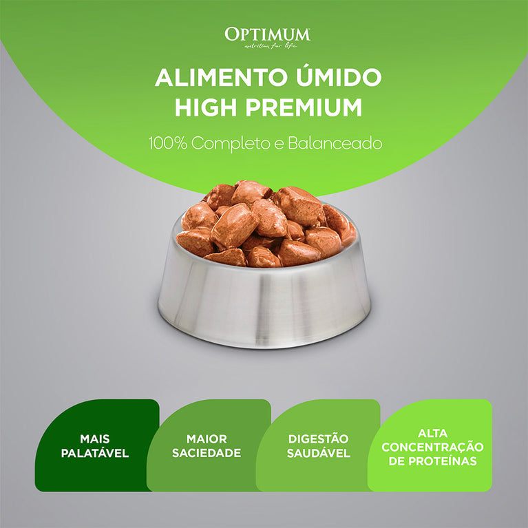 Ração Úmida Optimum Sachê para Cães Adultos Raças Pequenas e Mini Sabor Carne 100 g