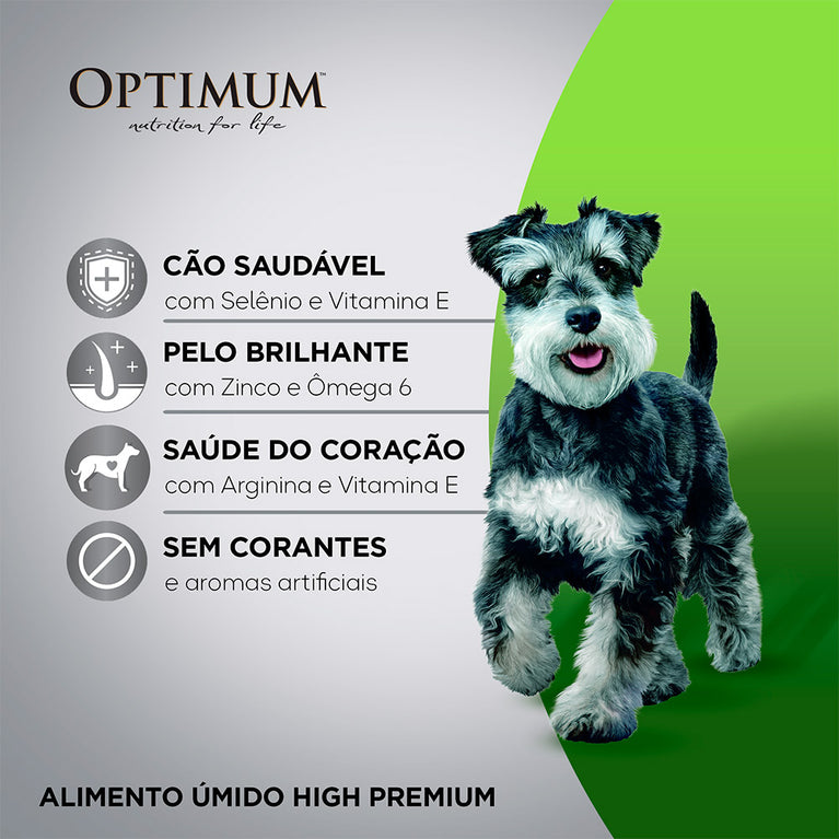 Ração Úmida Optimum Sachê para Cães Adultos Raças Pequenas e Mini Sabor Carne 100 g