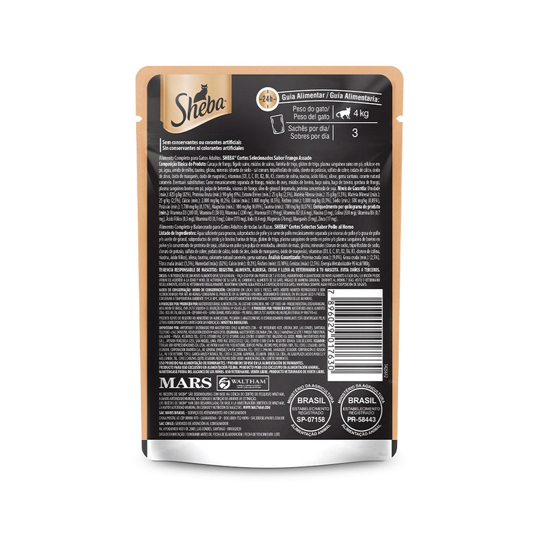 Ração Úmida Sheba Sachê para Gatos Adultos Sabor Frango Assado 85g