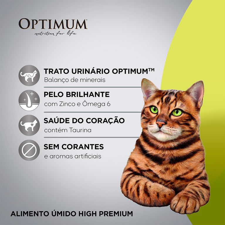 Ração Úmida Optimum Sachê para Gatos Adultos Sabor Salmão 85 g
