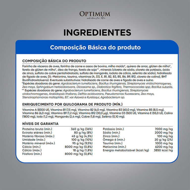 Ração Optimum para Gatos Adultos Castrados Sabor Carne 10,1 kG