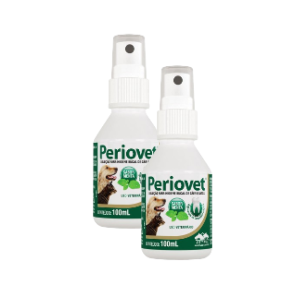 Kit 2 Higienizadores Bucais Periovet Spray Vetnil para Cães e Gatos 100 mL cada