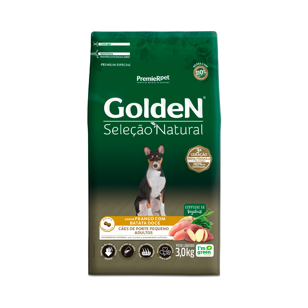 Ração Golden Seleção Natural para Cães Adultos de Porte Pequeno Sabor com Batata Doce