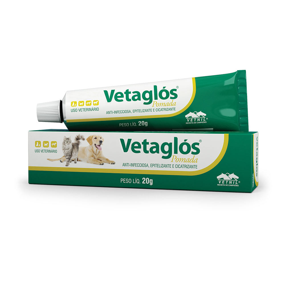 Pomada Cicatrizante Vetnil Vetaglos 20 g para Cães e Gatos