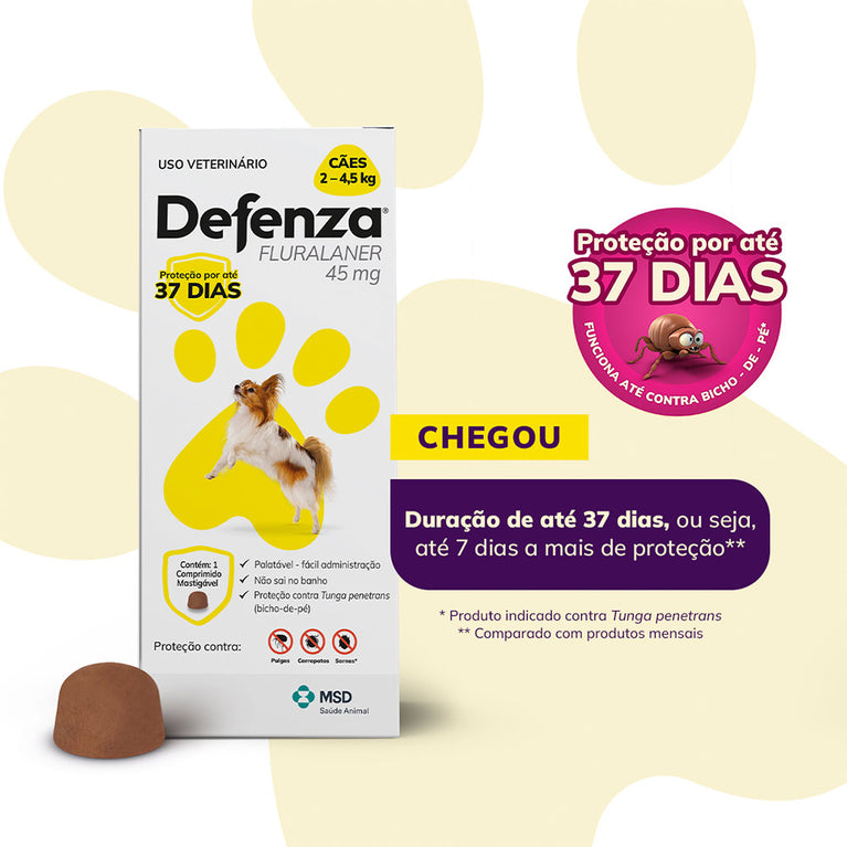 Antiparasitário MSD Defenza 45 mg para Cães de 2 a 4,5 kg