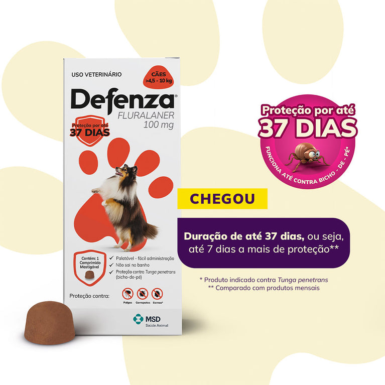 Antiparasitário MSD Defenza 100 mg para Cães de 4,5 a 10 kg