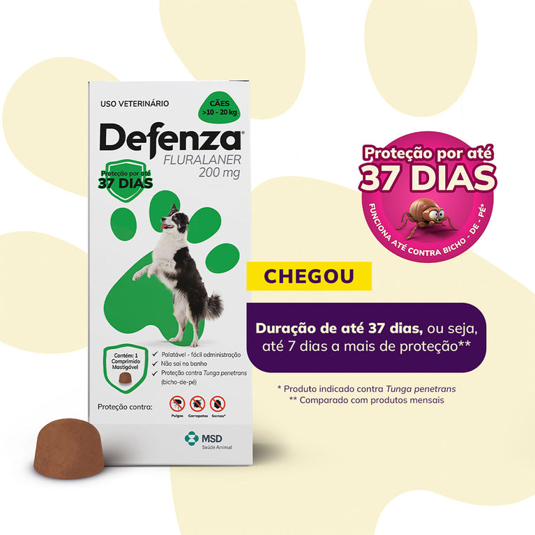 Antiparasitário MSD Defenza 200 mg para Cães de 10 a 20 kg