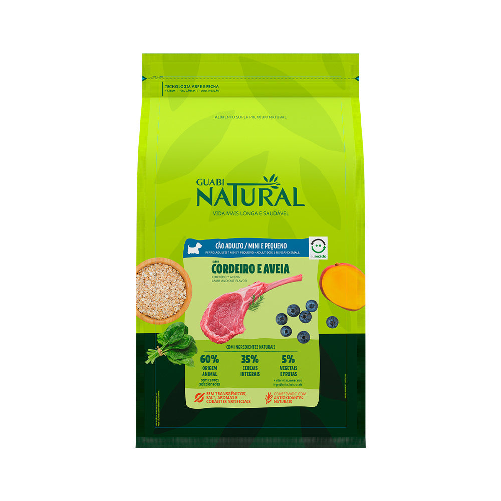 Ração Guabi Natural para Cães Adultos Porte Mini e Pequeno Cordeiro e Aveia 1,0 Kg