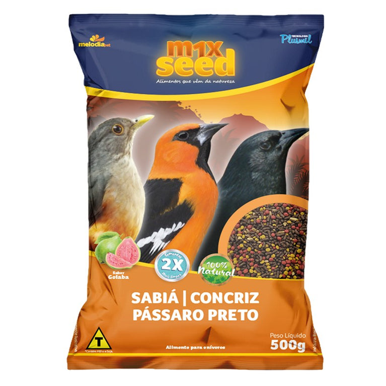 Ração para Pássaros M1x Seed Sabiá, Concriz e  Pássaro Preto - 500 g