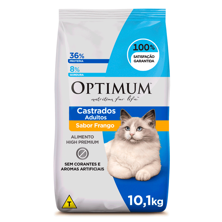 Ração Optimum para Gatos Adultos Castrados Sabor Frango