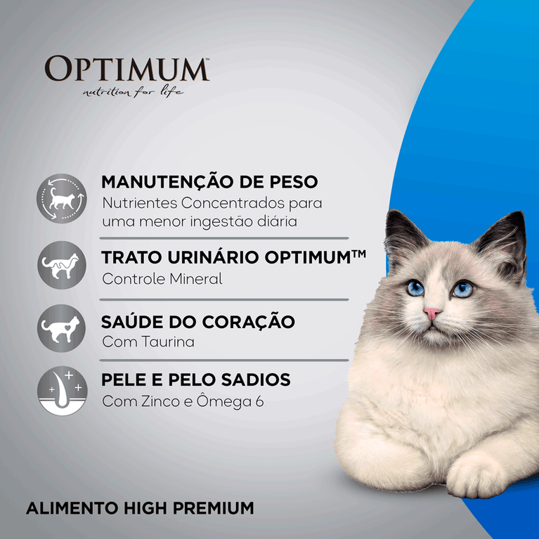 Ração Optimum para Gatos Adultos Castrados Sabor Frango