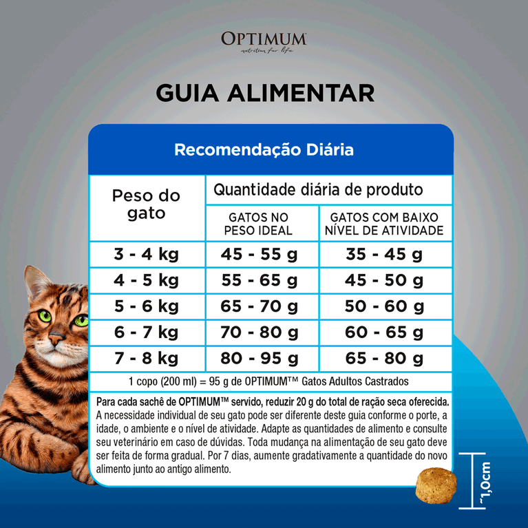 Ração Optimum para Gatos Adultos Castrados Sabor Frango