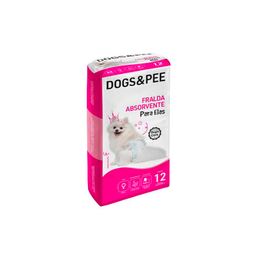 Fralda Descartável Higiênica Dog's & Pee para Cães Fêmea 12 Unidades