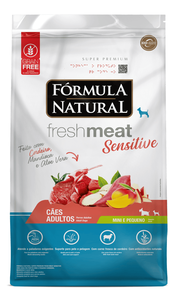 Ração Fórmula Natural Fresh Meat Sensitive para Cães Raças Mini e Pequenas Sabor Cordeiro