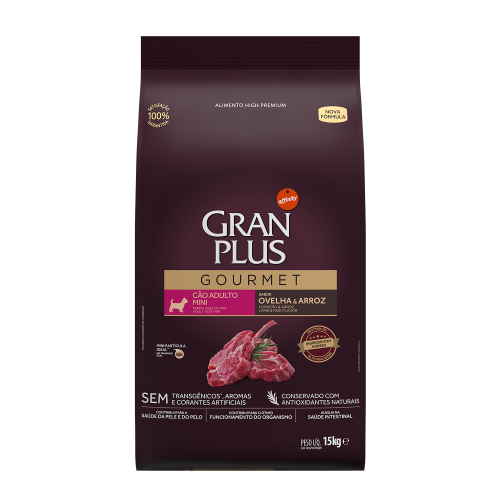 Ração GranPlus Gourmet para Cães Adultos Raças Mini Sabor Ovelha e Arroz