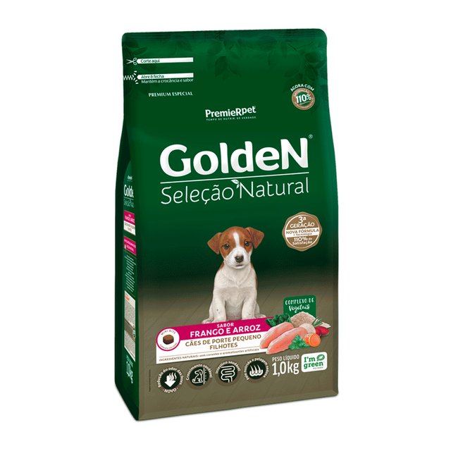 Ração Golden Seleção Natural Mini Bits para Cães Filhotes Sabor Frango e Arroz