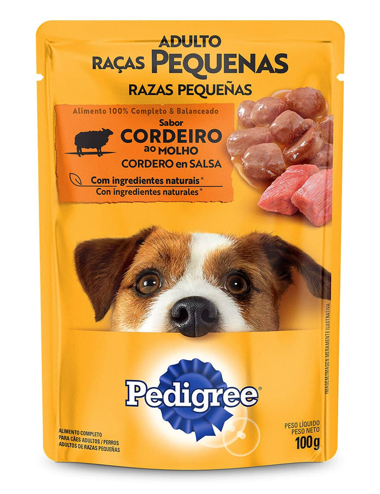 Ração Úmida Pedigree para Cães Adultos de Raças Pequenas Sabor Cordeiro ao Molho Sachê 100 g