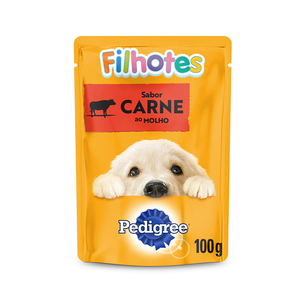 Ração Úmida Pedigree para Cães Filhotes Sabor Carne ao Molho Sachê 100 g