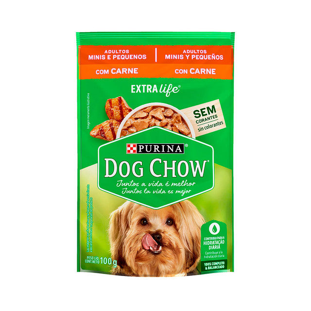 Ração Úmida Purina Dog Chow para Cães Adultos de Raças Mini e Pequenas Sabor Carne 100 g