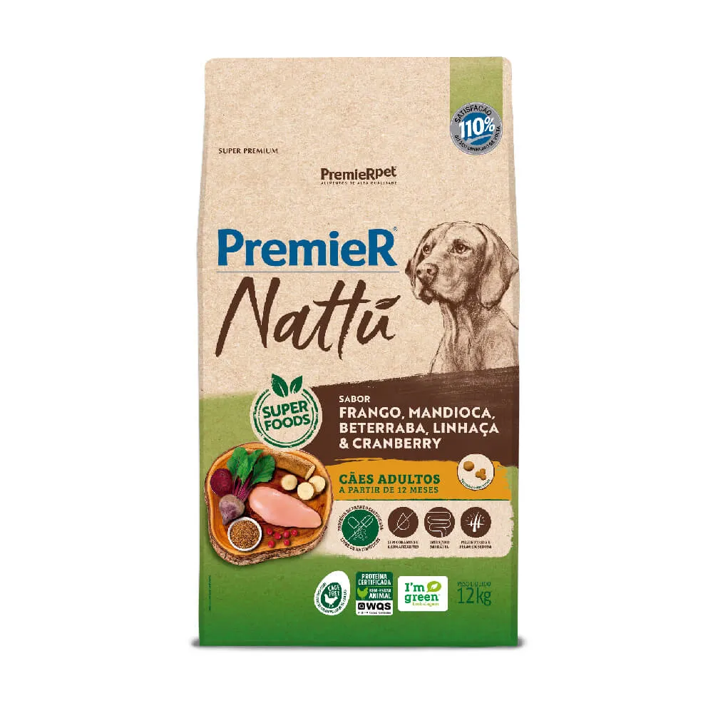 Ração PremieR Nattu para Cães Adultos Sabor Frango com Mandioca