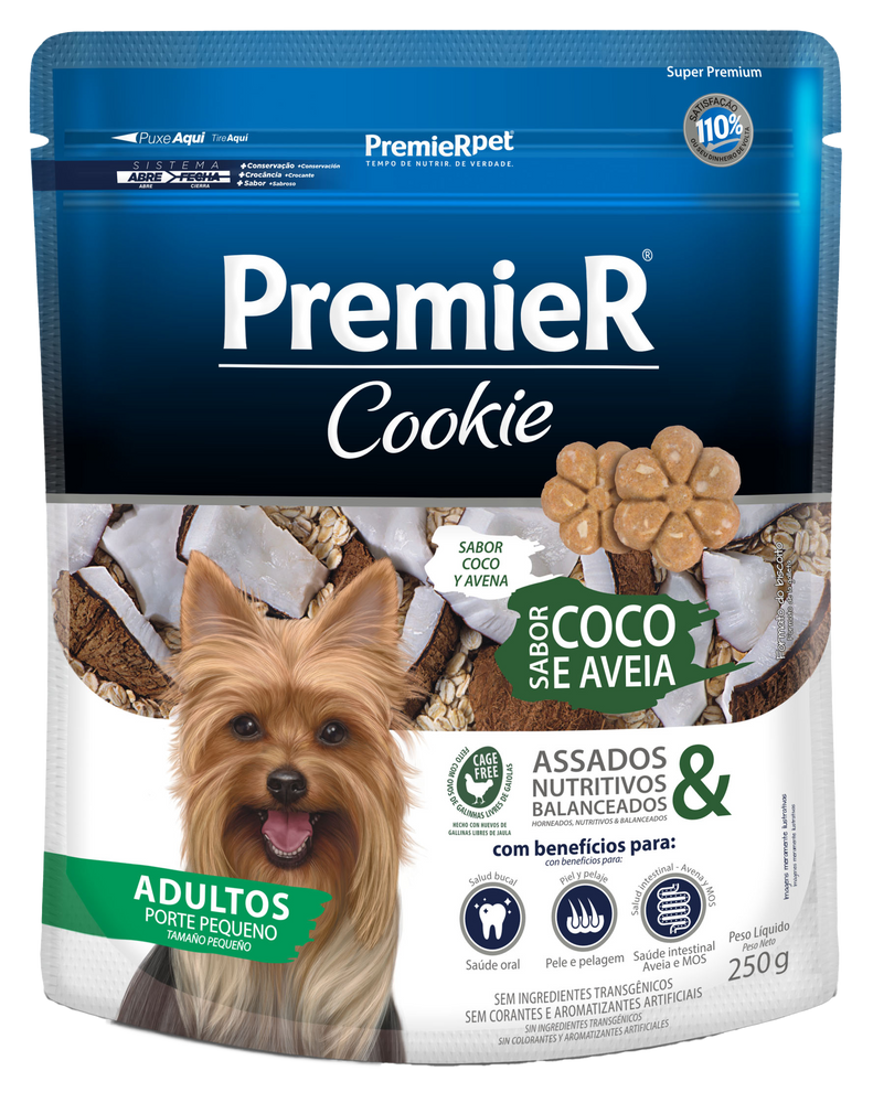 PremieR Cookie para Cães Adultos de Pequeno Porte Sabor Coco e Aveia  250 g