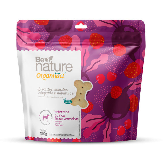 Biscoito Organnact Be Nature para Cães Sabor Beterraba, Quinoa e Frutas Vermelhas 150 g