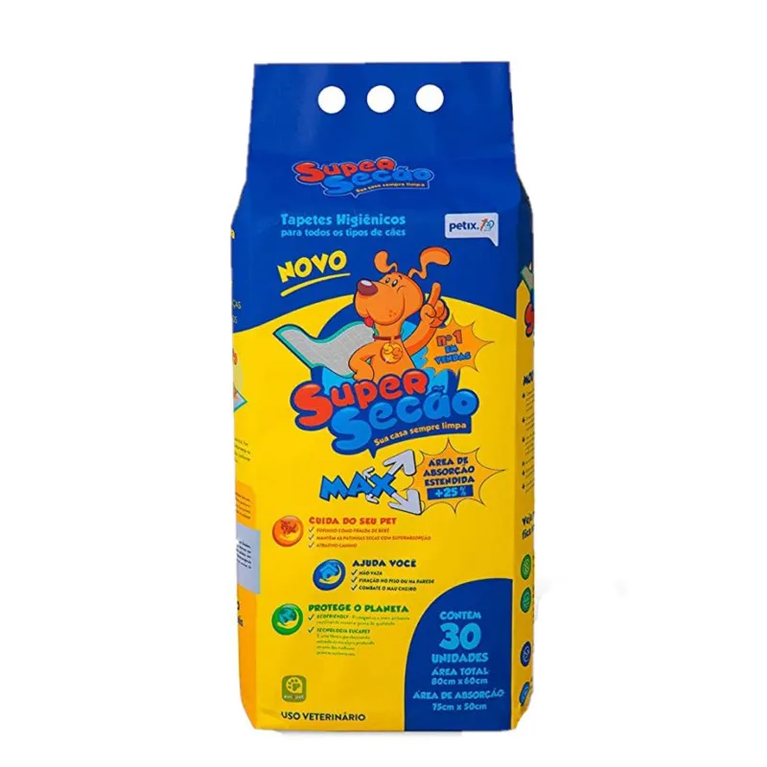 Tapete Higiênico para Cães Supersecão Max 30 Unidades 80 x 60 cm