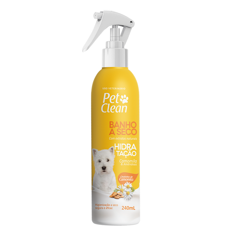 Banho a Seco Pet Clean Hidratação Camomila e Amêndoas 240 mL