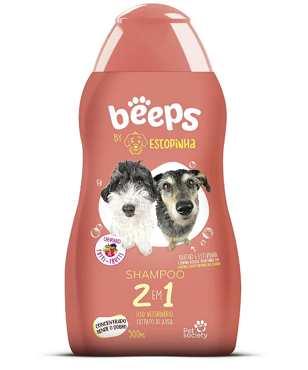 Shampoo Beeps Estopinha Tutti-Frutti 2 em 1 para Cães e Gatos 500 mL