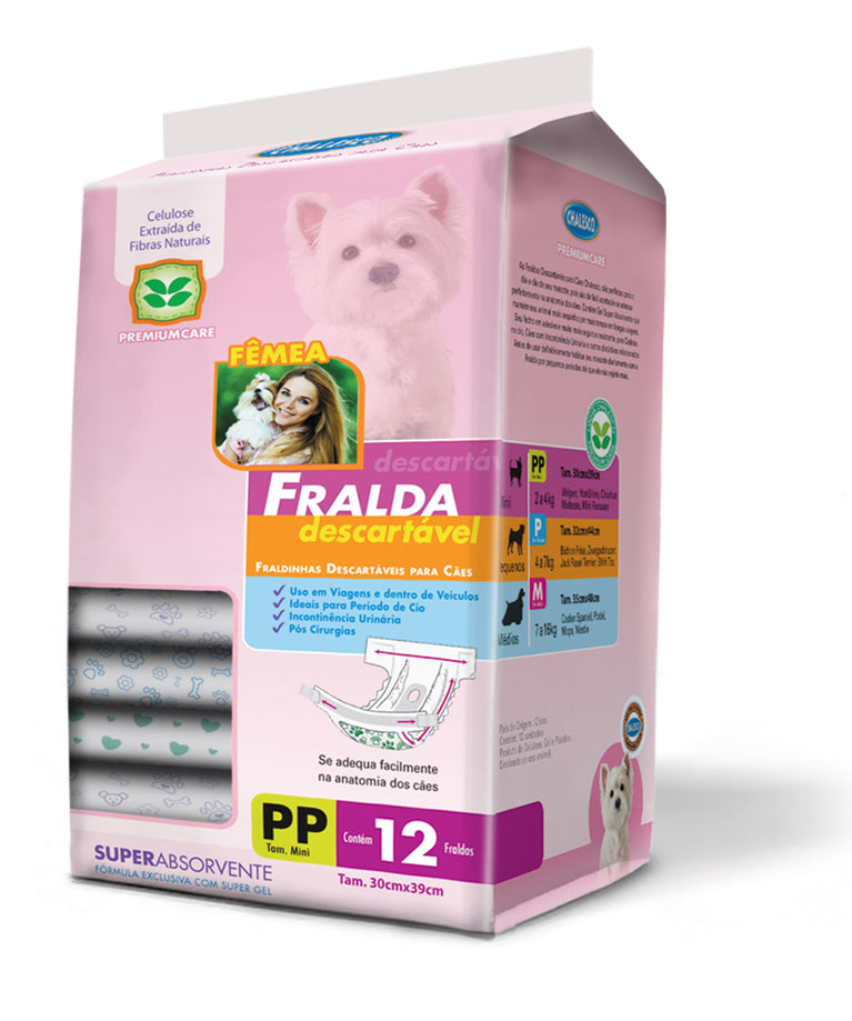 Fralda Descartável Higiênica Chalesco para Cães Fêmeas Tamanho G 12 Unidades