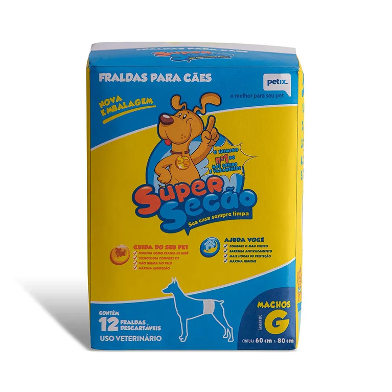 Fraldas para Cães Machos Supersecão 12 Unidades