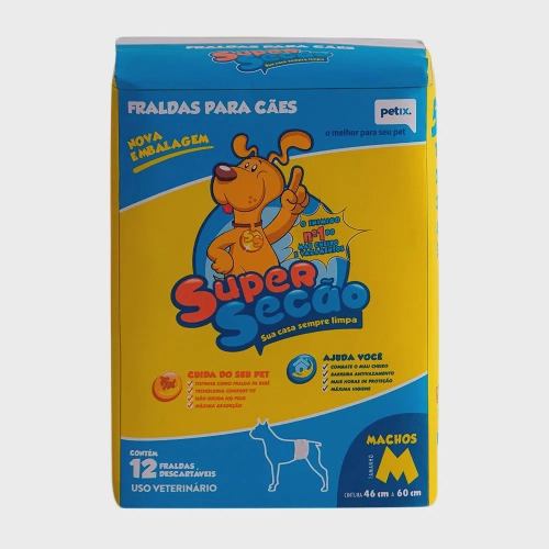 Fraldas para Cães Machos Supersecão 12 Unidades