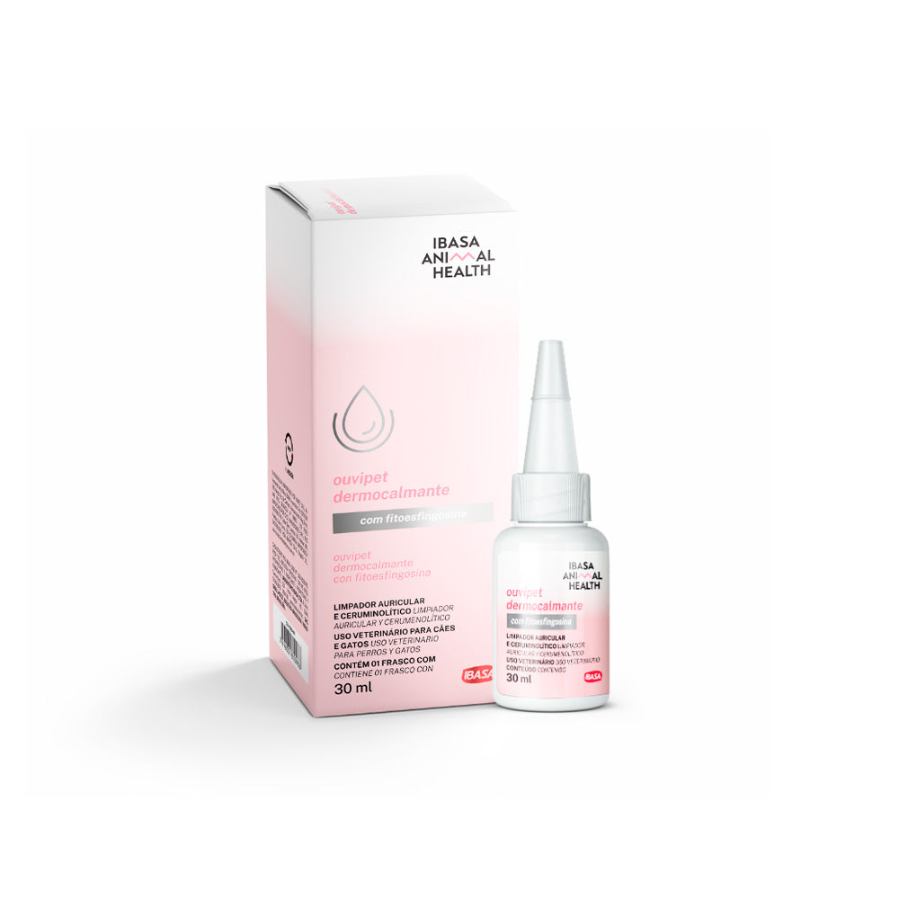 Limpador Auricular Ibasa Ouvipet Dermocalmante Para Cães e Gatos 30ml