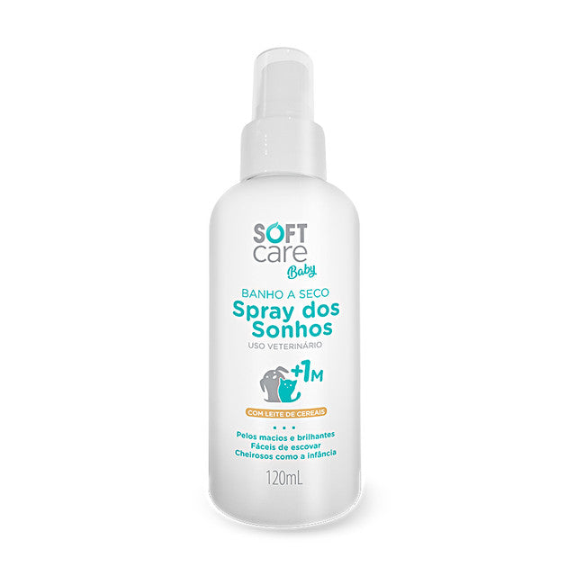 Banho a Seco Soft Care Baby Spray dos Sonhos para Cães e Gatos Filhotes 120 mL