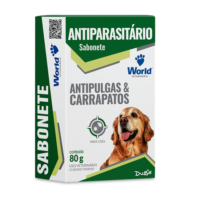 Sabonete Antipulgas e Carrapatos Dug's World Veterinária para Cães 80 g