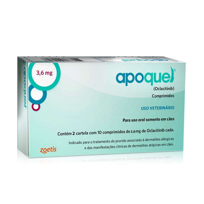 Apoquel Zoetis Dermatológico para Cães 3,6 mg 20 Comprimidos