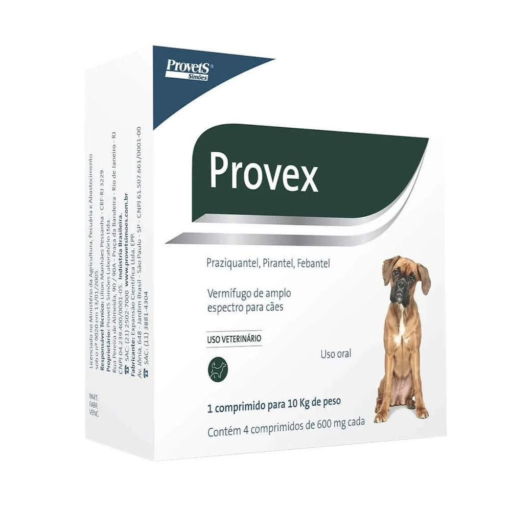 Vermífugo Provex Provets Simões 600 mg para Cães 4 Comprimidos