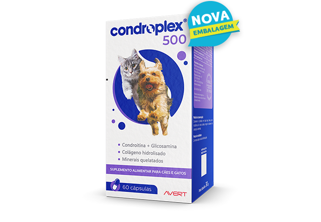 Suplemento Alimentar Avert Condroplex 500 para Cães e Gatos 60 Cápsulas