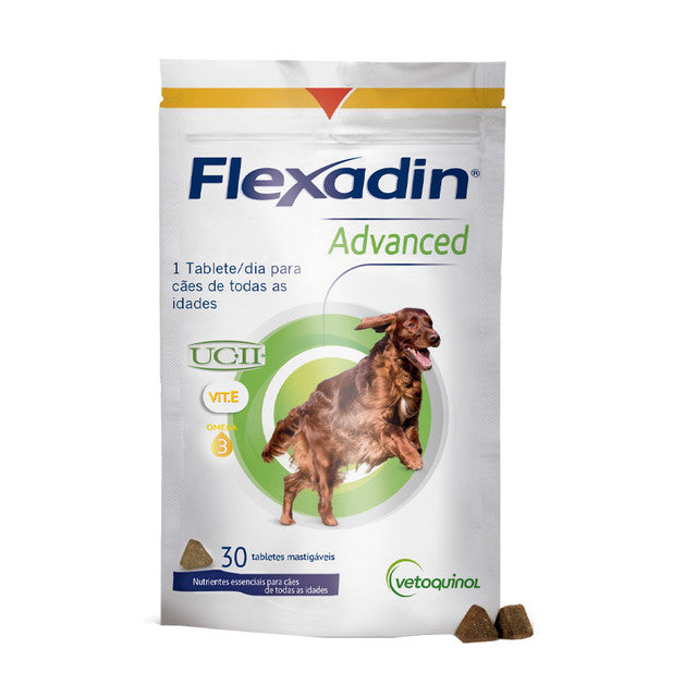 Suplemento Vitamínico Vetoquinol Flexadin Advanced para Cães 30 Tabletes Mastigáveis