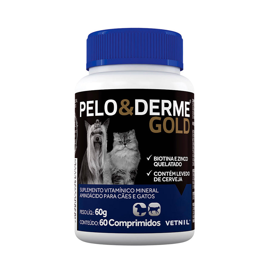 Suplemento Vitamínico Vetnil Pelo e Derme Gold para Cães e Gatos 60 Comprimidos