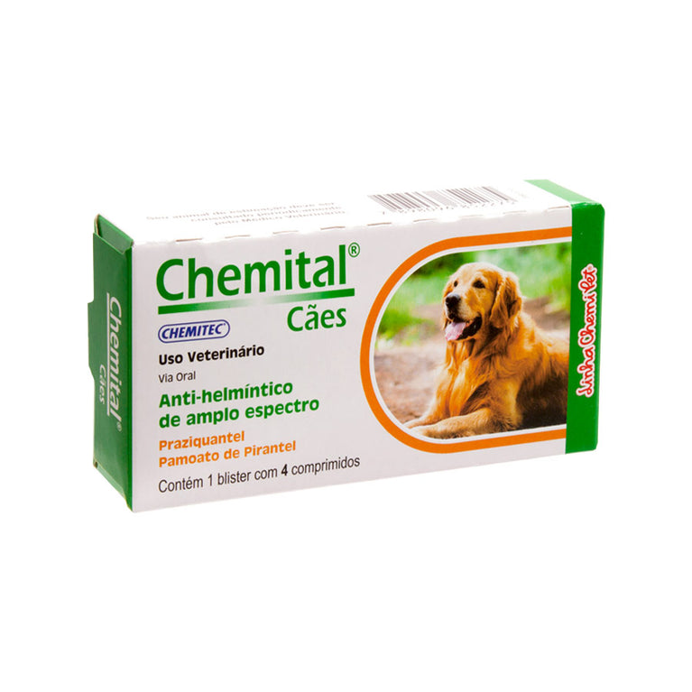 Vermífugo Chemital Chemitec para Cães 4 Comprimidos