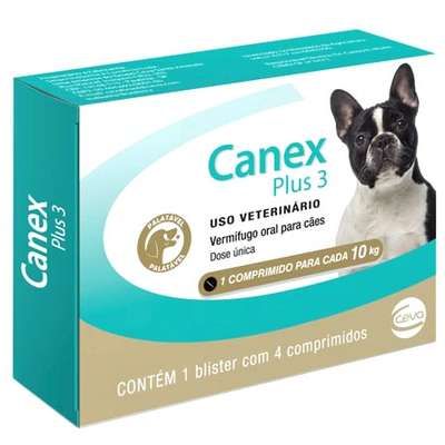 Vermífugo Ceva Canex Plus 3 para Cães 4 comprimidos