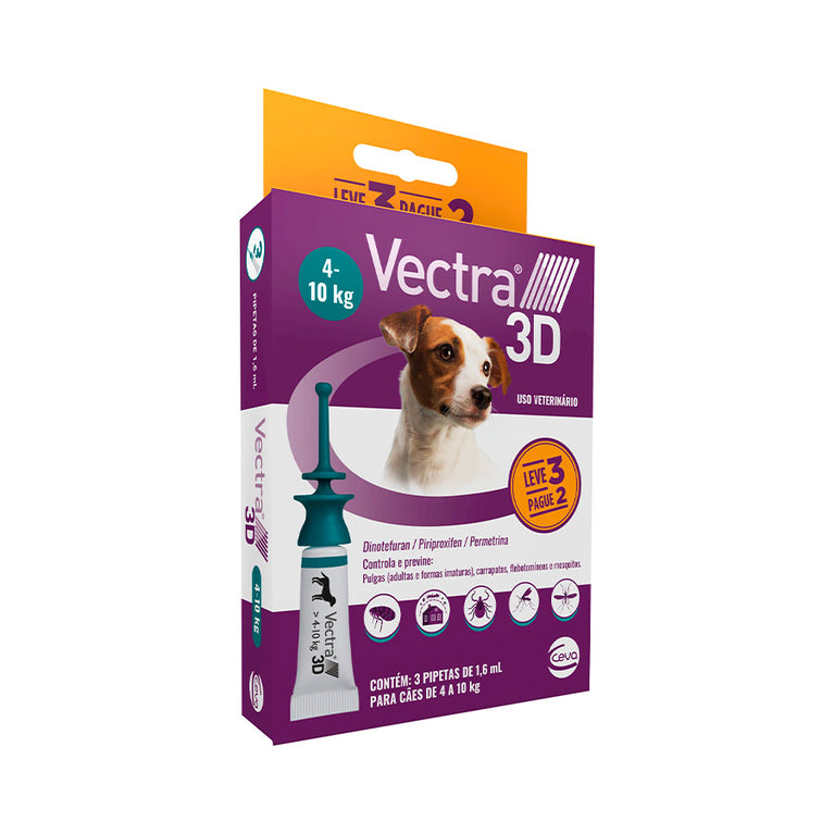 Antipulgas e Carrapatos Ceva Vectra 3D para Cães de 4 até 10 Kg 1,6 mL