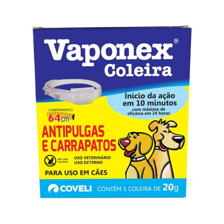 Coleira Antipulgas e Carrapatos Coveli Vaponex para Cães 20 g